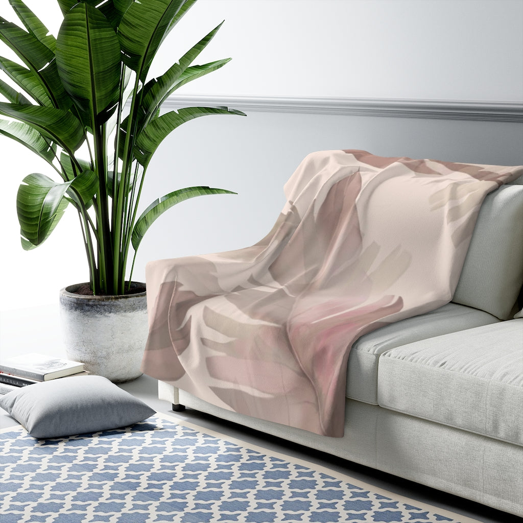 Floral Comfy Blanket | Beige Tropical Leaves