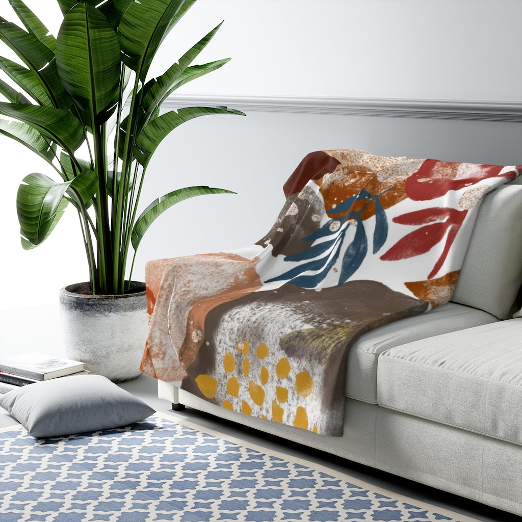 Floral Comfy Blanket | Rust Earthy Abstract