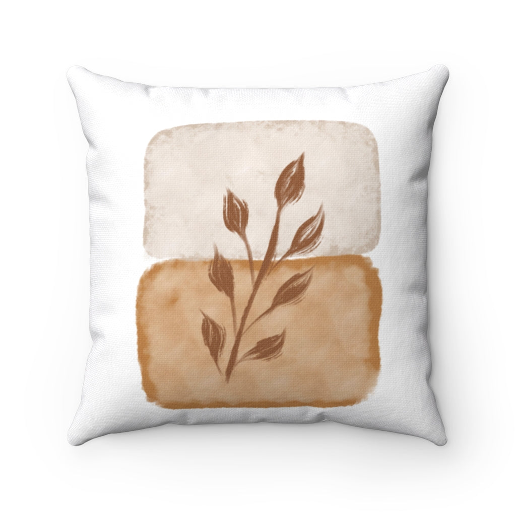 Boho Pillow Cover | Cream Brown Leaves