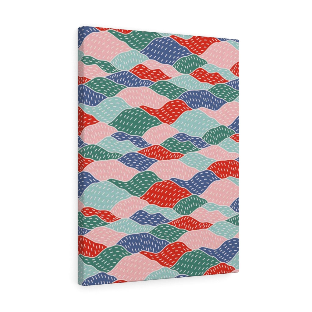 Abstract Canvas Art | Red Green Blue Hills