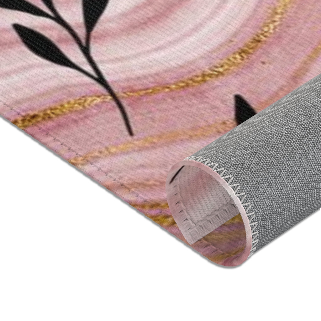 Floral Area Rug | Mauve black Gold Beige