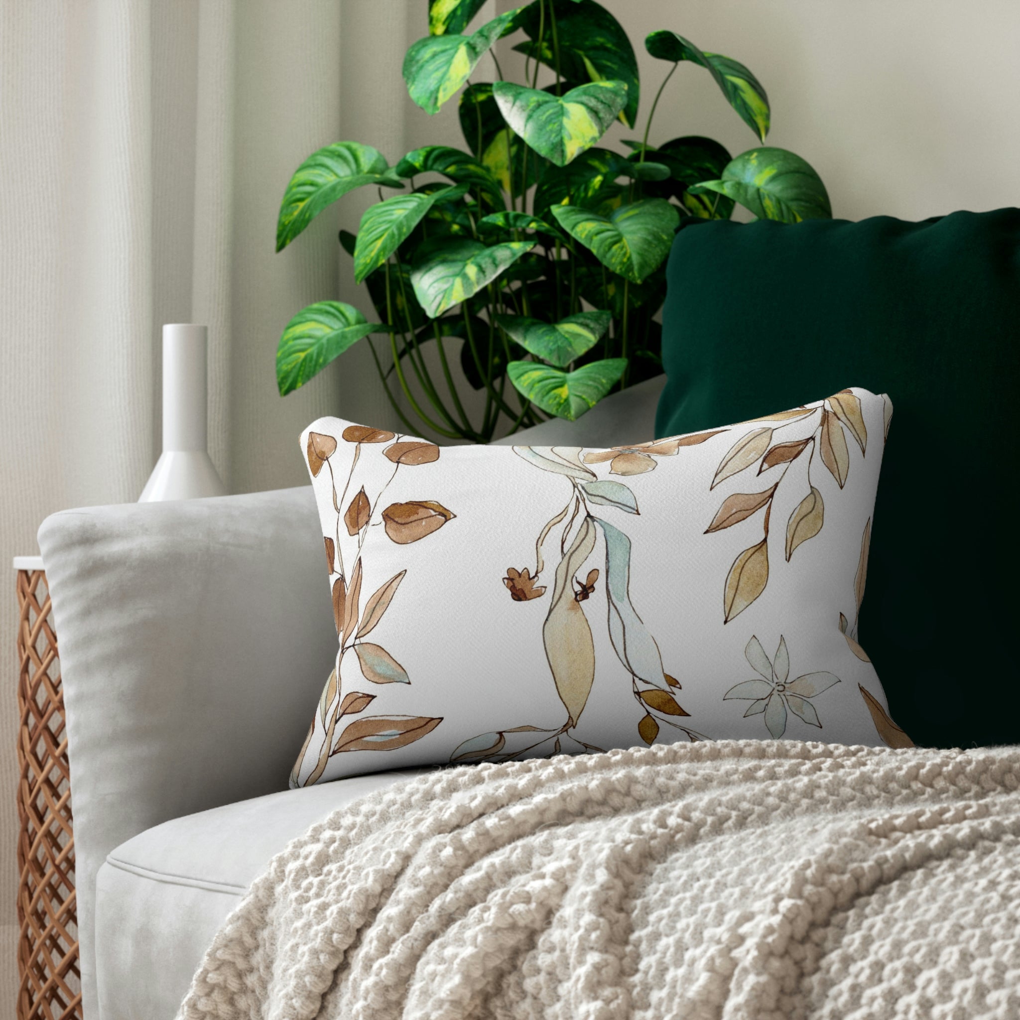 Mushroom Lumbar Pillow | White Fantasy Forest