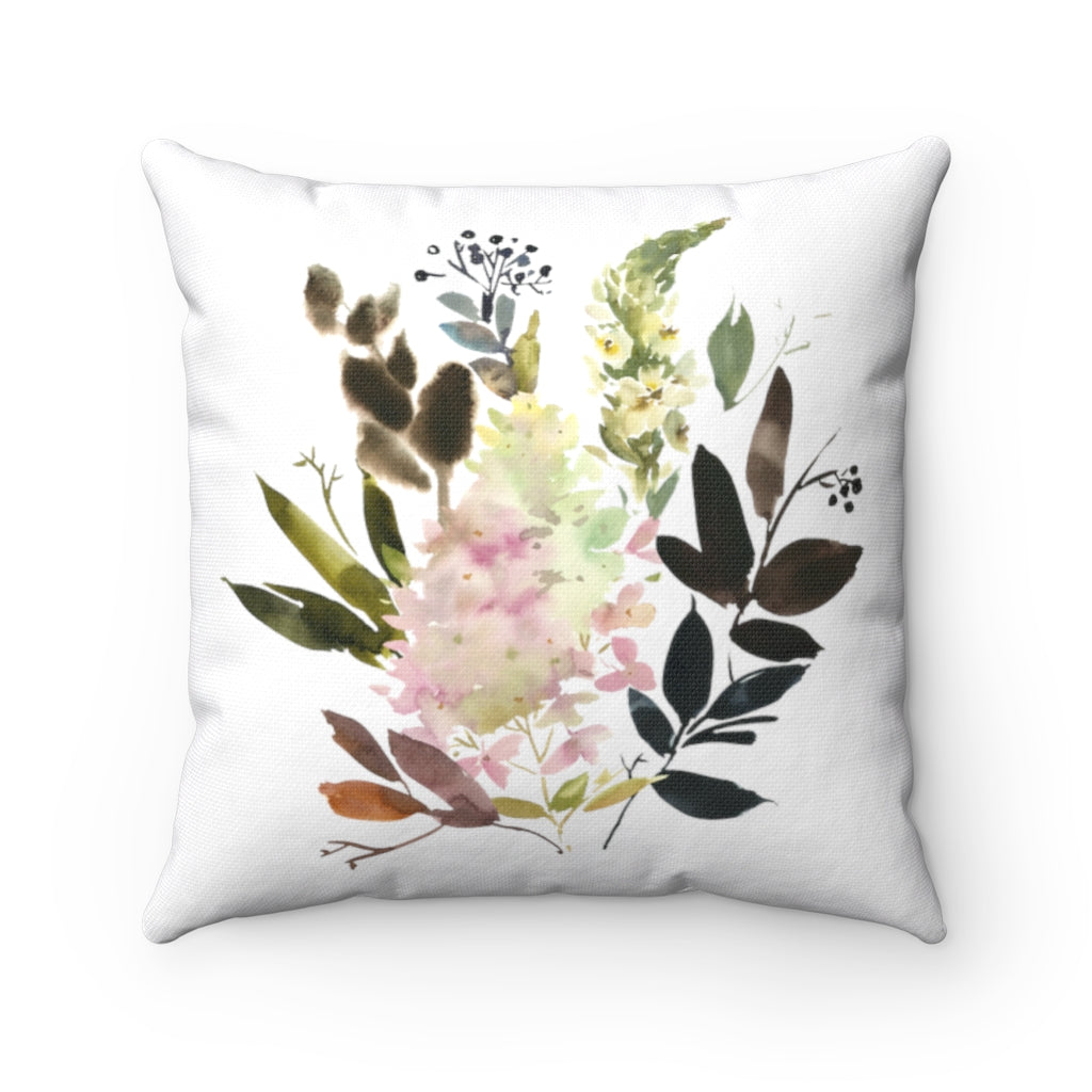 Floral Boho Pillow Cover | White Blush Pink Lavender Green
