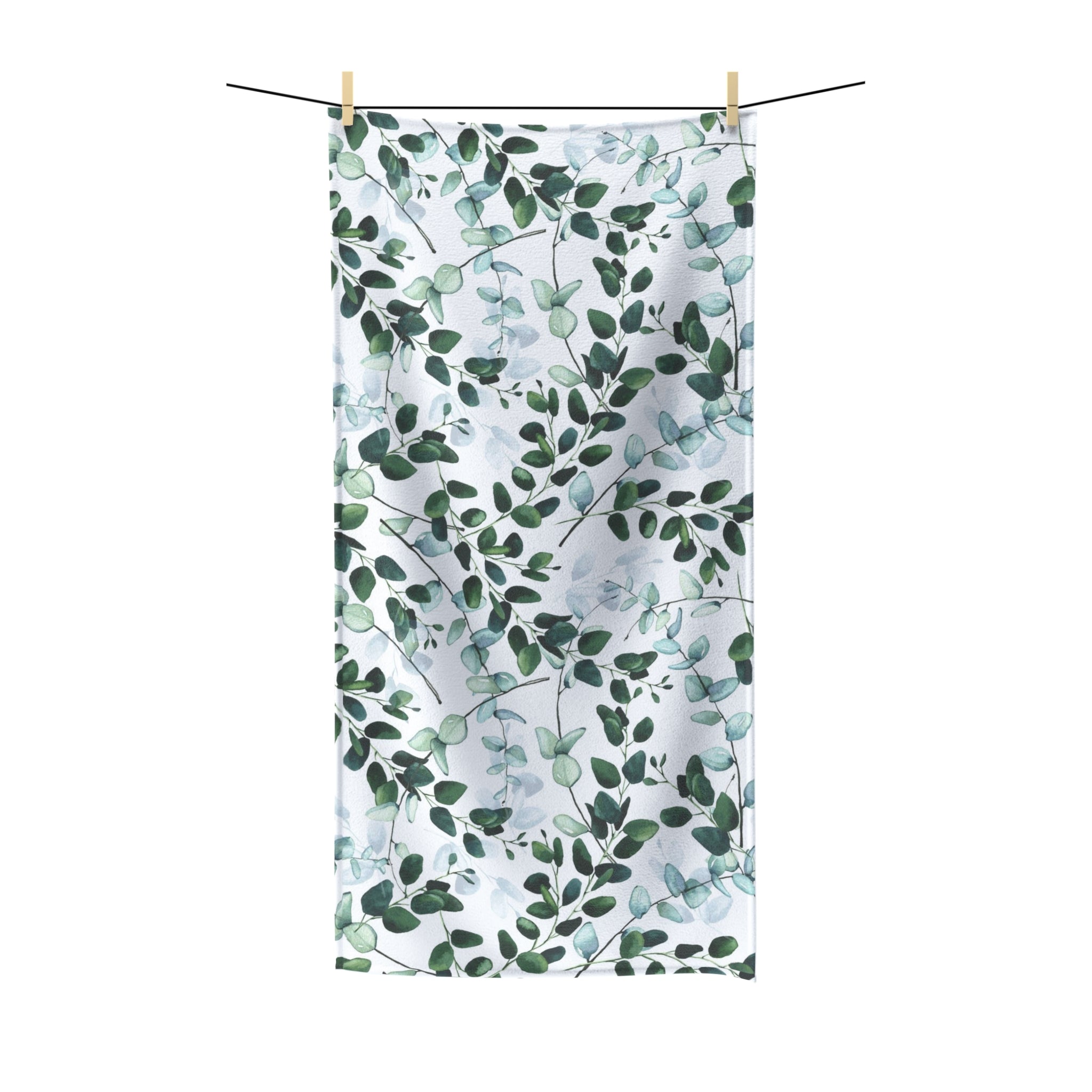 Floral Boho Bath Beach Towel | Forest Sage Green White