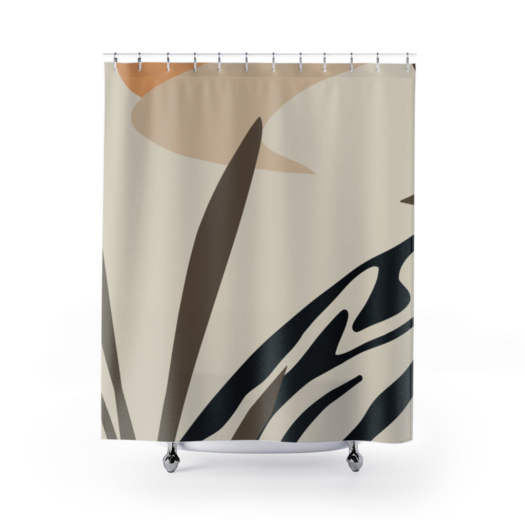 Boho Chic Shower Curtain | Beige Black Bathroom