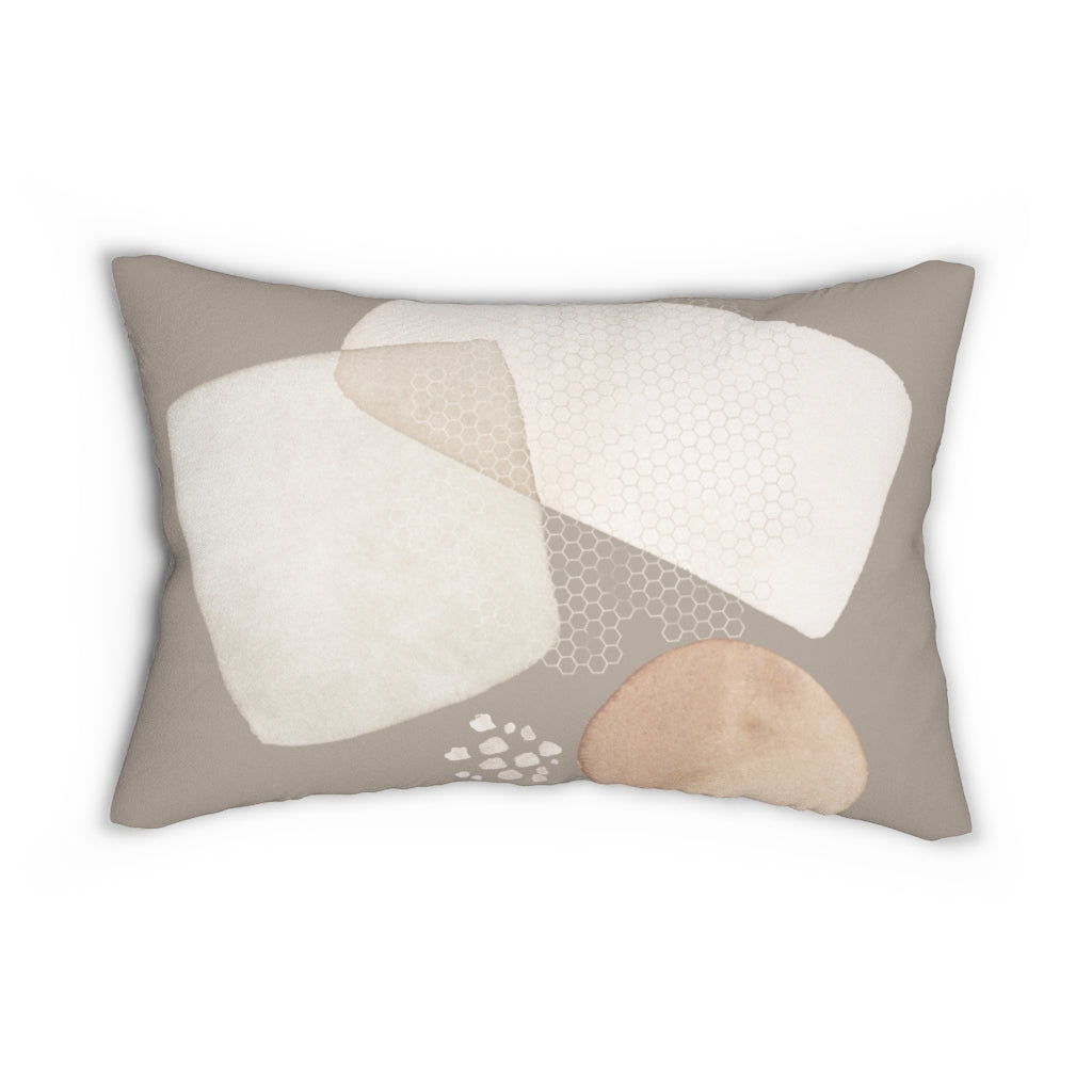 Abstract Boho Lumbar Pillow | Beige Cream Brown
