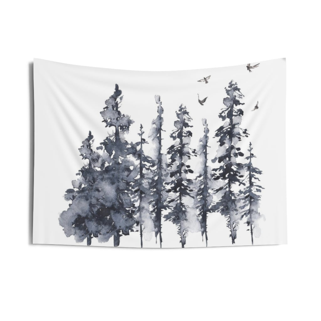 Floral Tapestry | White Indigo Blue Forest