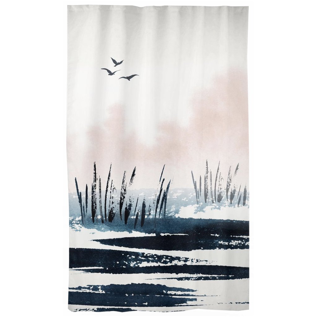 Window Curtains | Landscape Navy Blush Pink