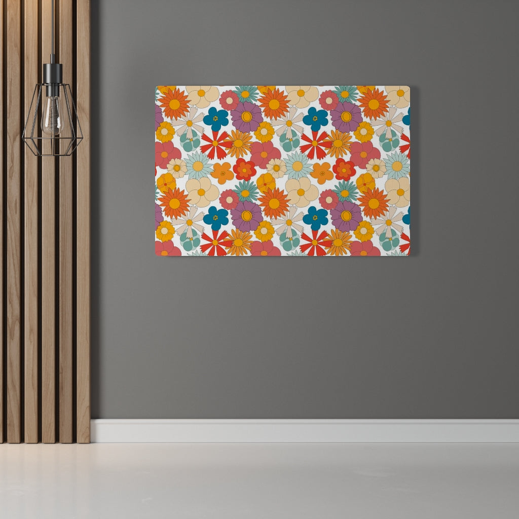 FLORAL WALL CANVAS ART | Mint Blue Red Yellow Beige
