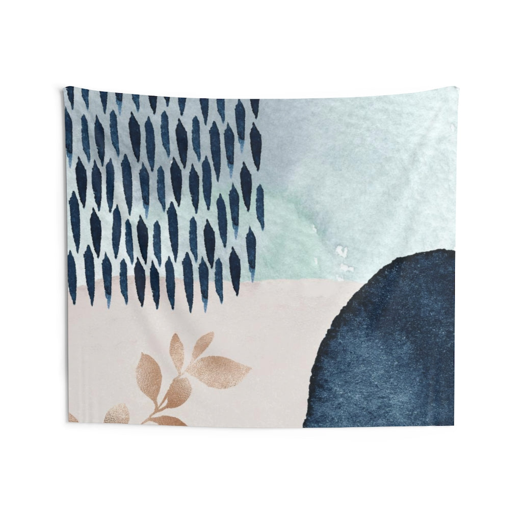 Floral Tapestry | Teal Beige Bronze Navy Blue