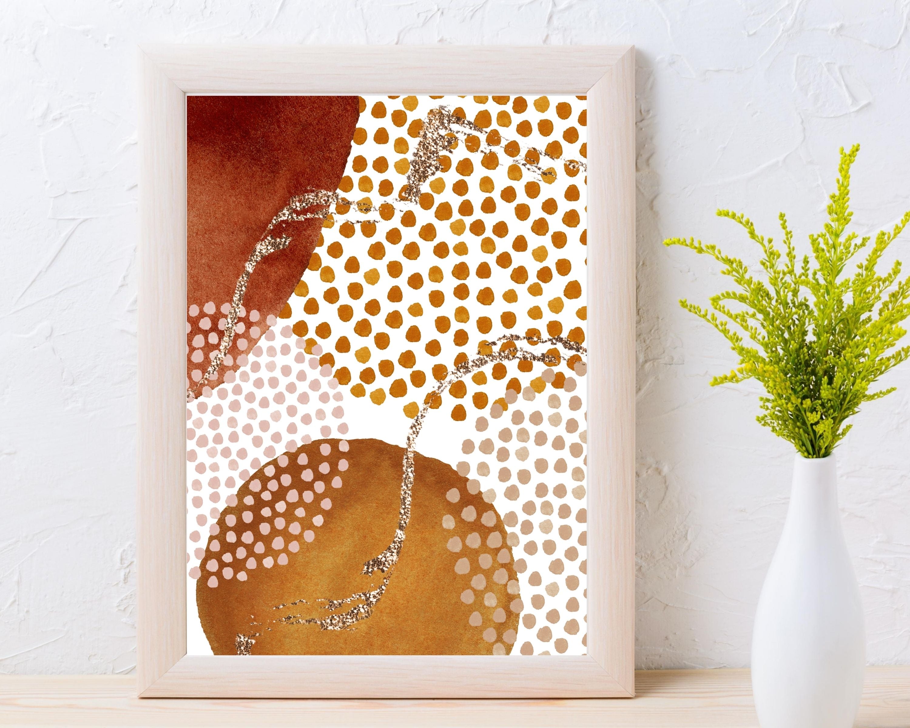 Abstract Boho Art Prints | Burnt Orange Gold