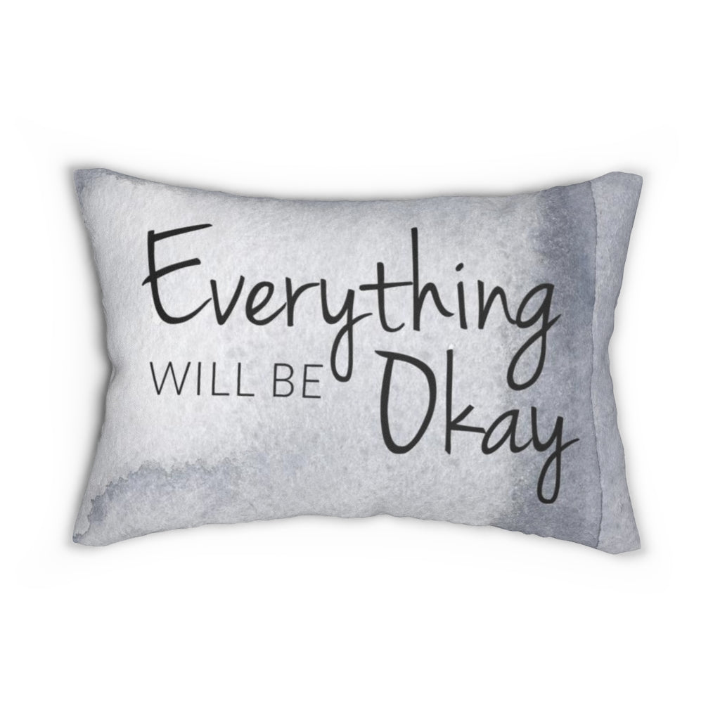 With Saying Boho Lumbar Pillow | Grey | Everything Will Be Okay
