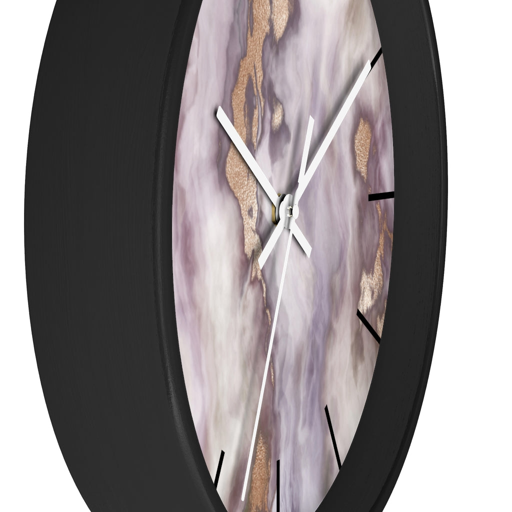 Marble Print, Lavender Wood Wall Clock 10"