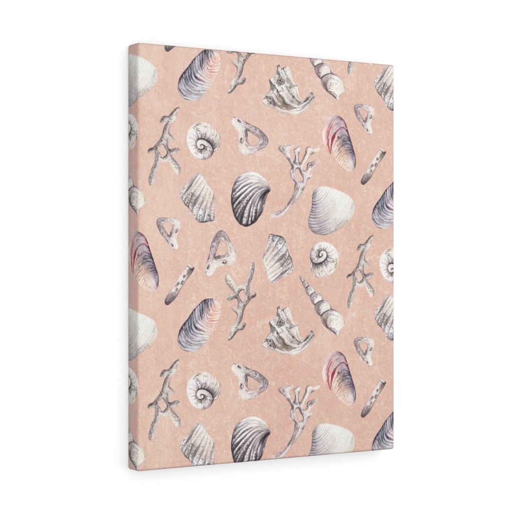 WHIMSICAL CANVAS ART | Pink Blue Seashells