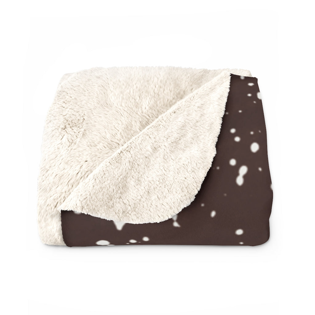 Boho chic, Abstract Lines, Chocolate Brown White Blanket,