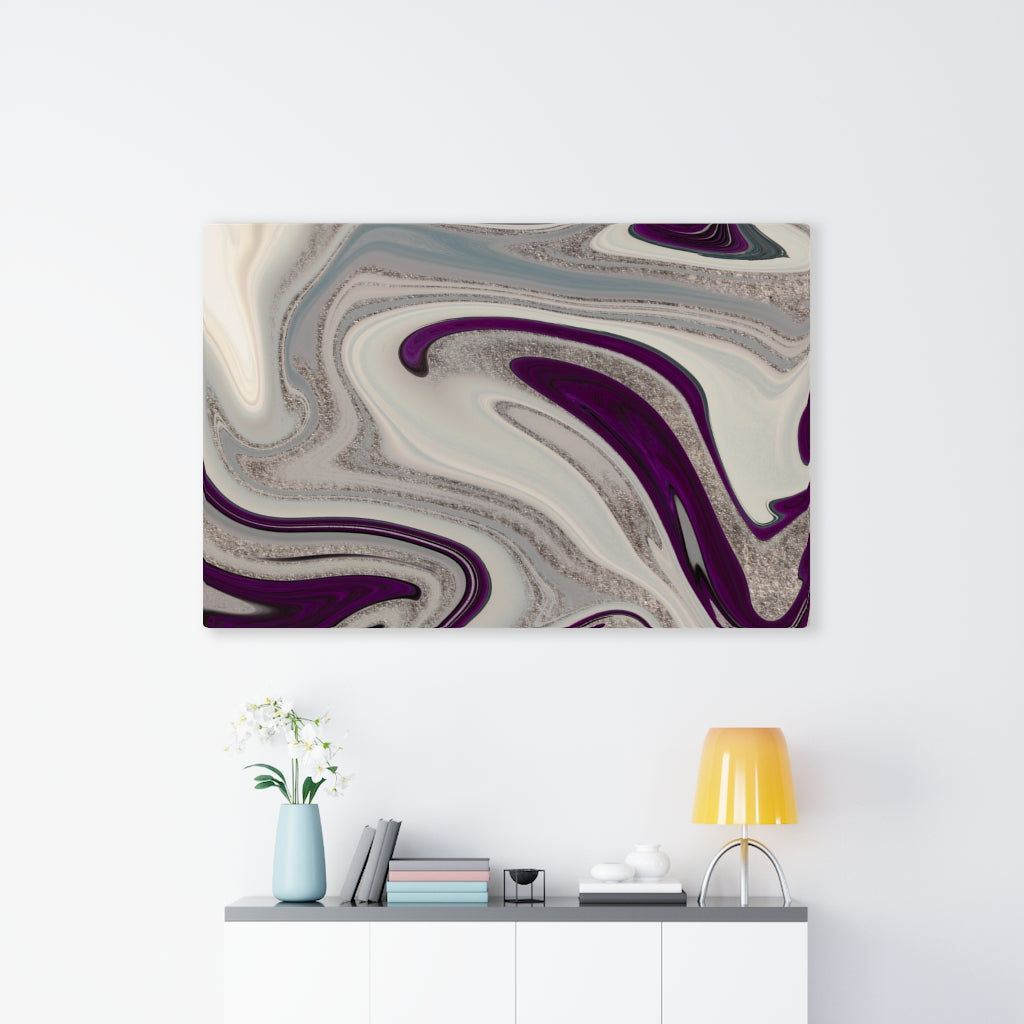 ABSTRACT WALL CANVAS ART | Purple Grey Silver