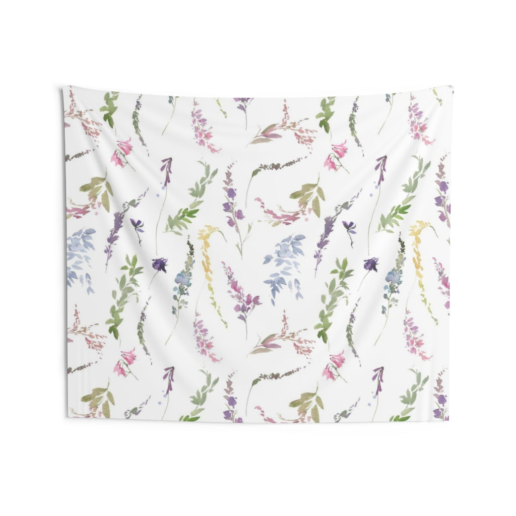 Floral Tapestry | Pastel Rainbow White Spring Flowers
