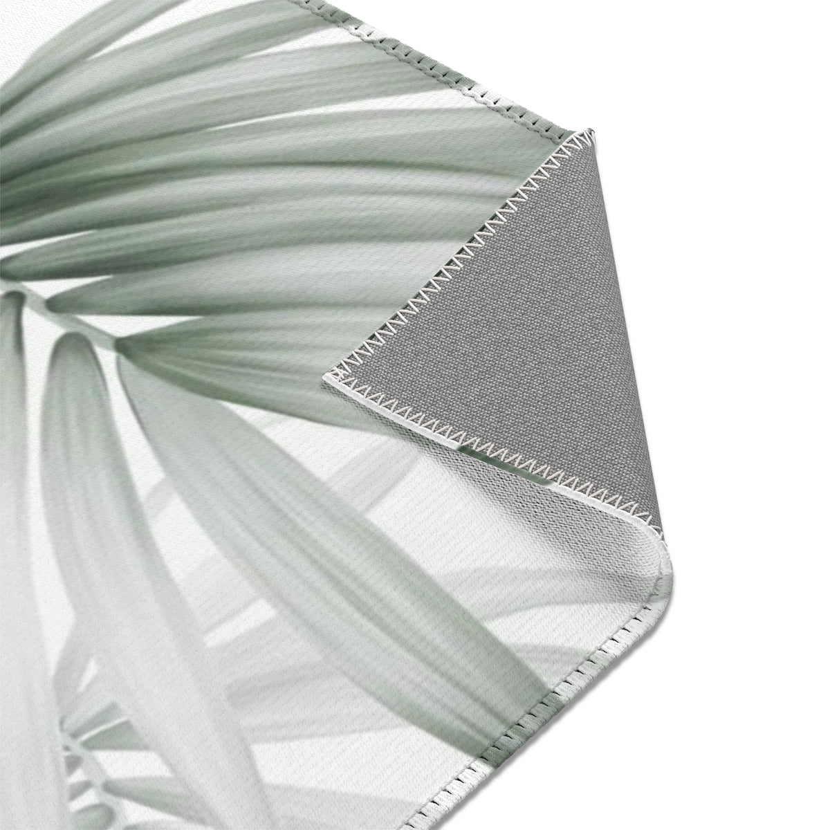 Floral Area Rug | Green Silver White Jungle Leaves