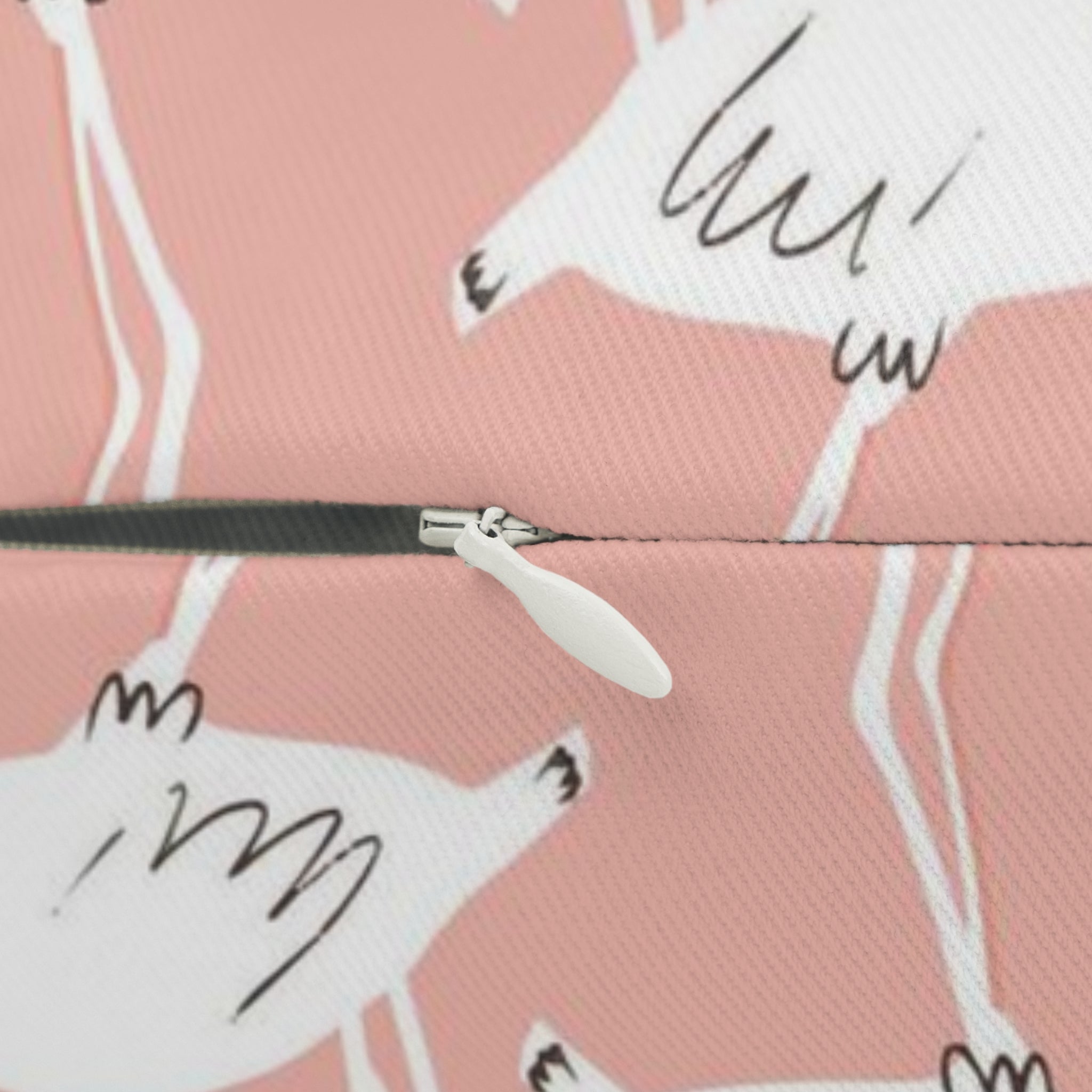 Boho Lumbar Pillow | White Blush Pink Flamingo