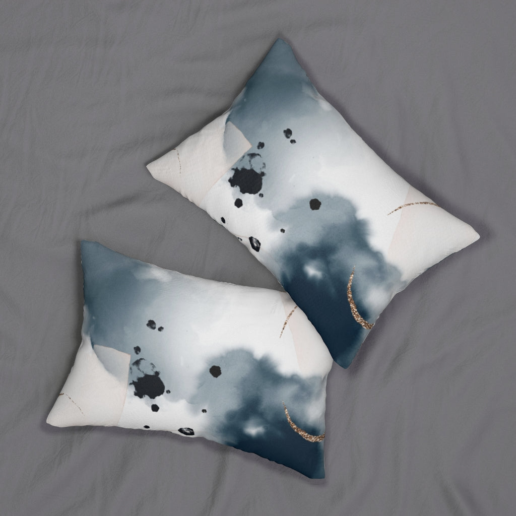 Abstract Lumbar Pillow, Navy, Blush Pink Ombre