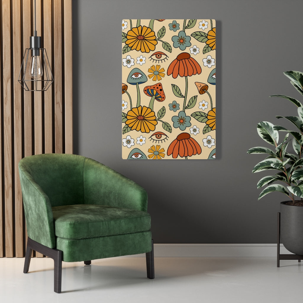 FLORAL WALL CANVAS ART | Yellow Green Red Orange