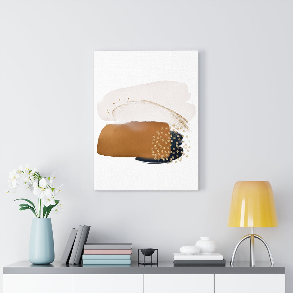 Abstract Canvas Art | Brown Navy Blue White