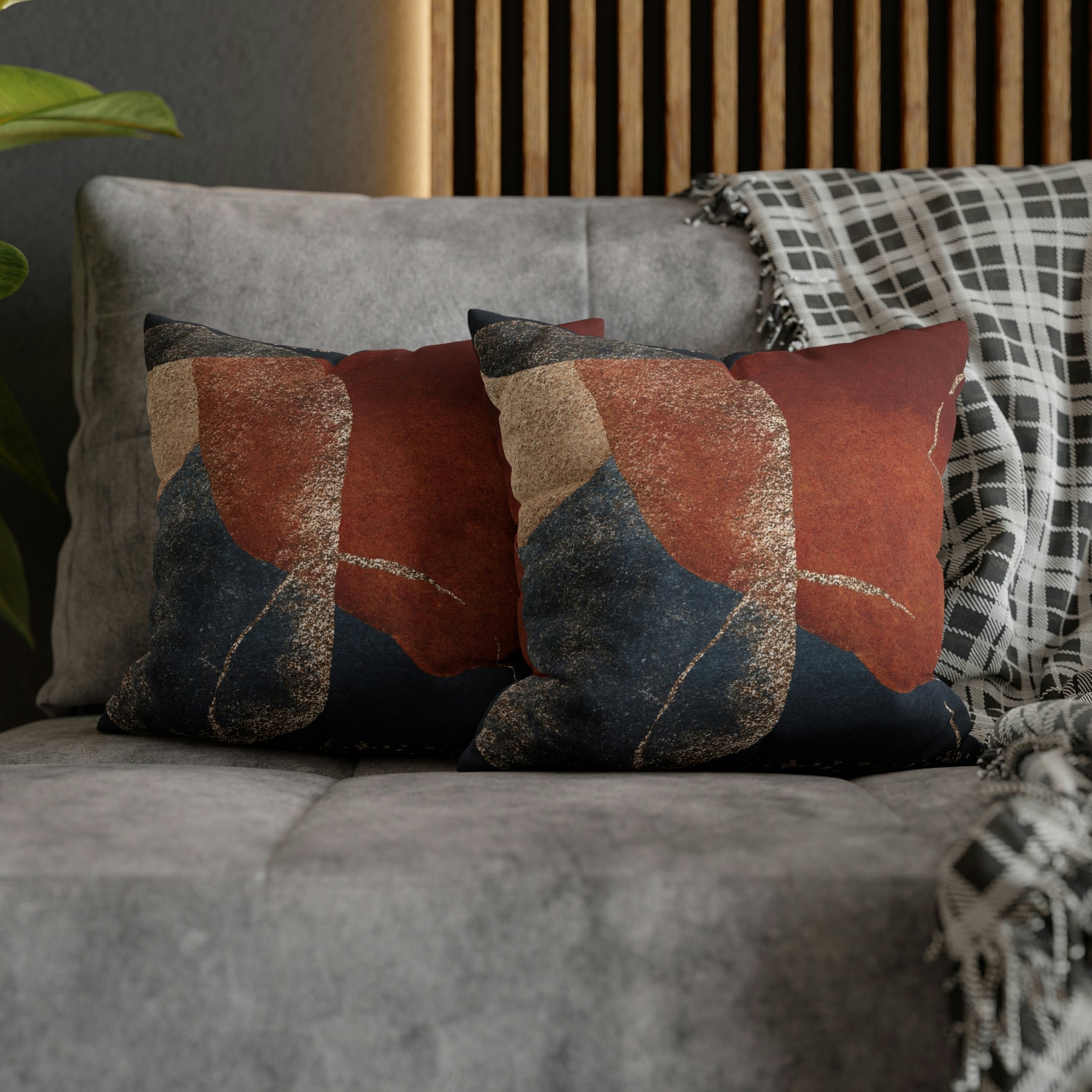 Abstract Boho Pillow Cover | Rustic Navy Gold