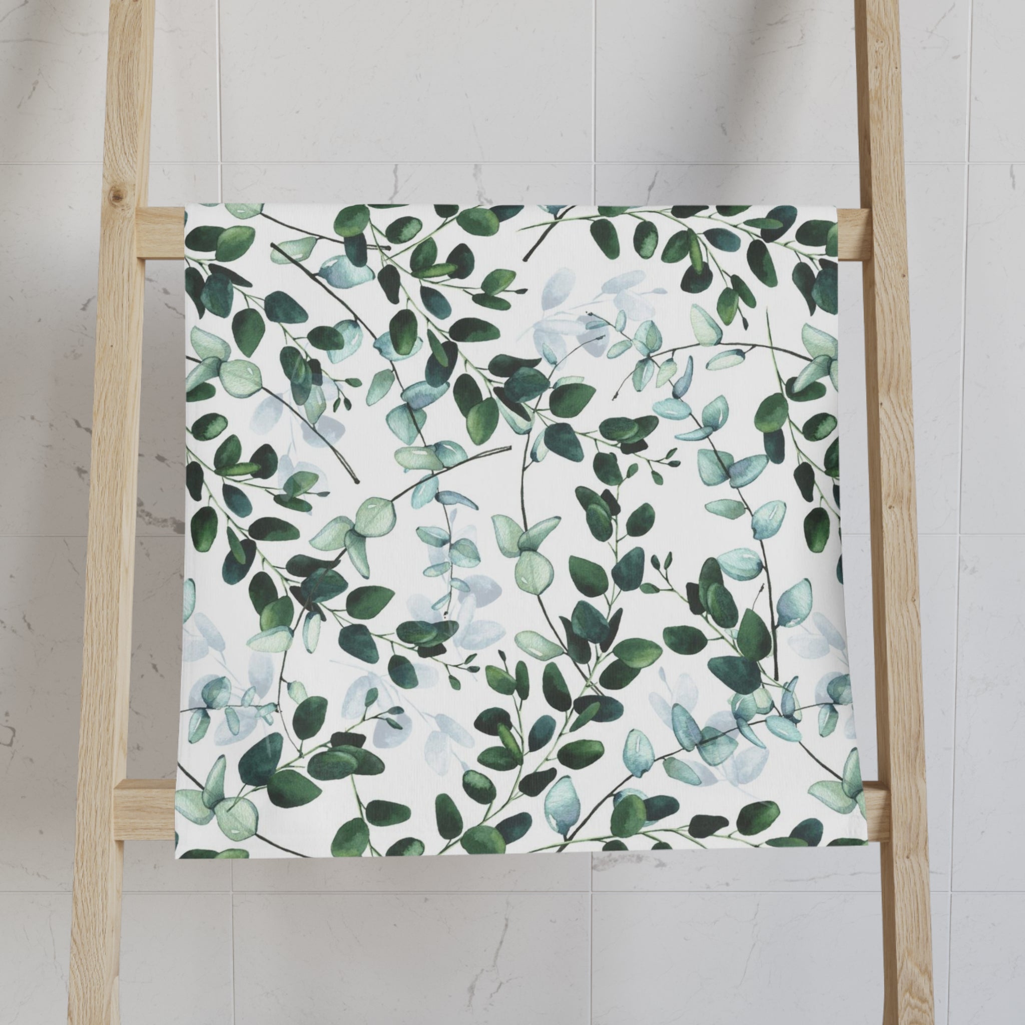 Floral Boho Kitchen, Bath Hand Towel | Forest Sage Green White