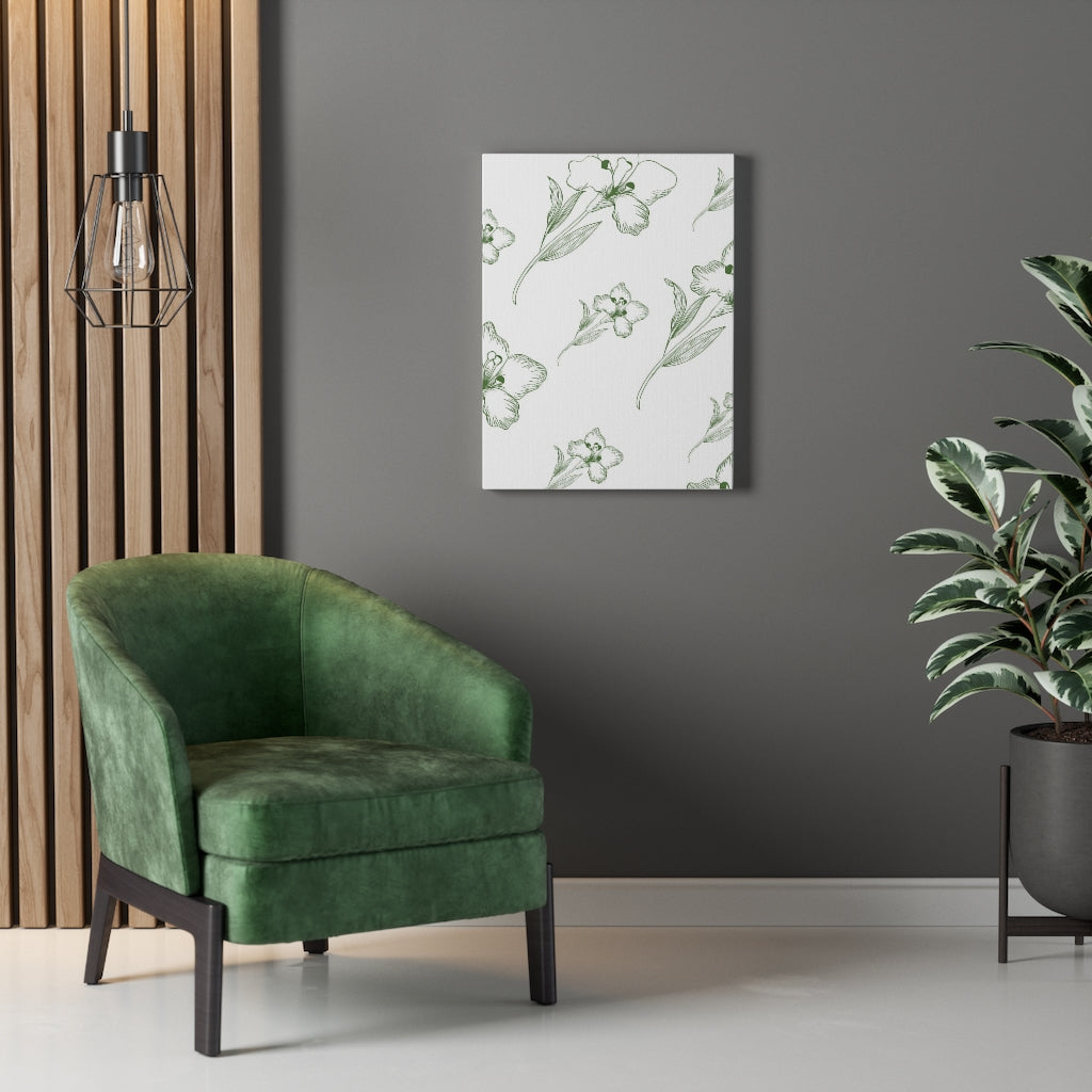FLORAL WALL CANVAS ART | White Green