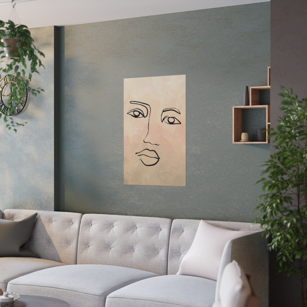 Abstract Terracotta Art Prints | Beige Pink Female Face