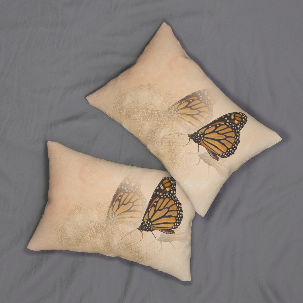 Abstract Boho Lumbar Pillow | Terracotta Orange Butterfly
