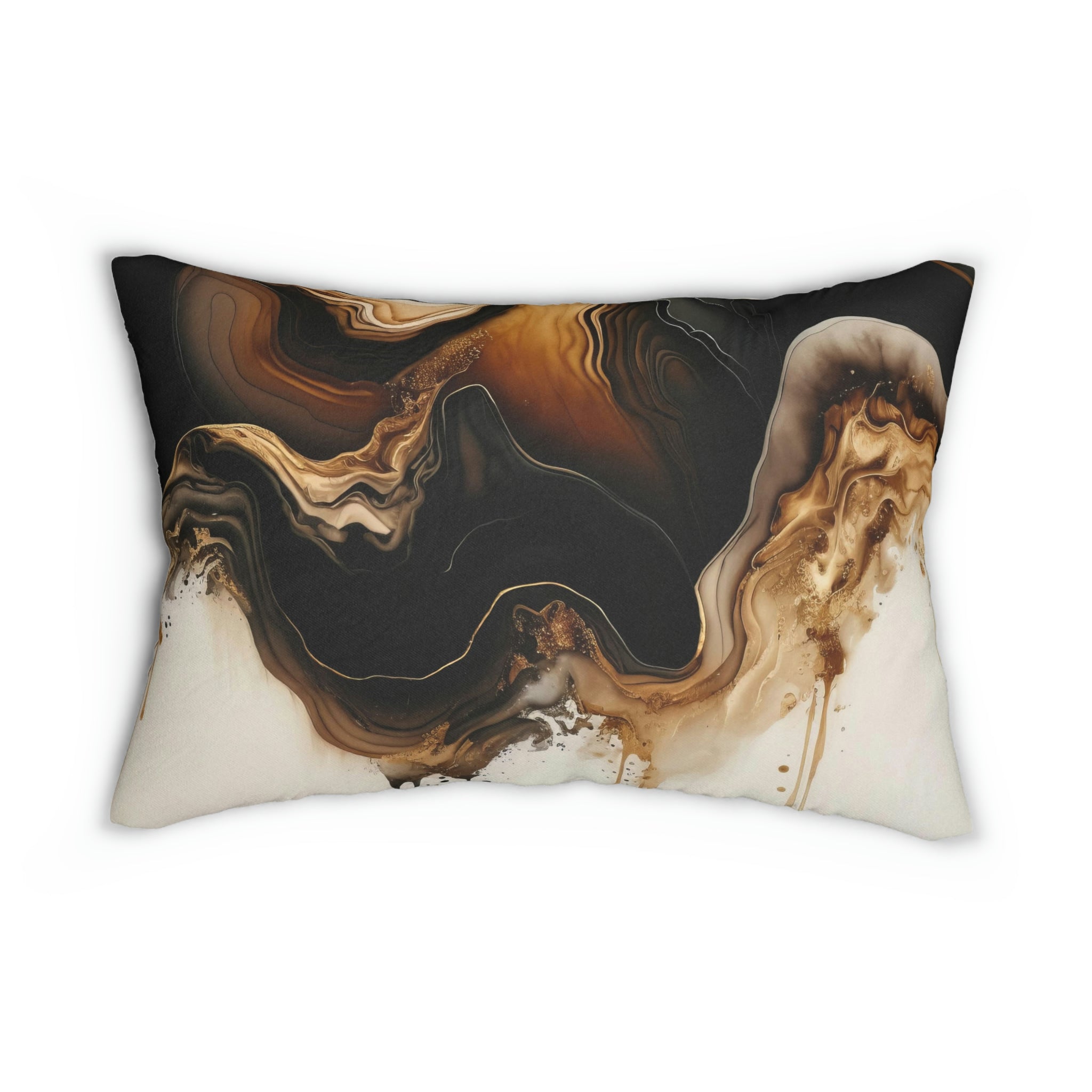 Lumbar Pillow | Abstract Black Beige Ombre