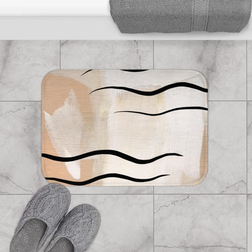 Terracotta Bath Mat | Beige Cream | One Line Art