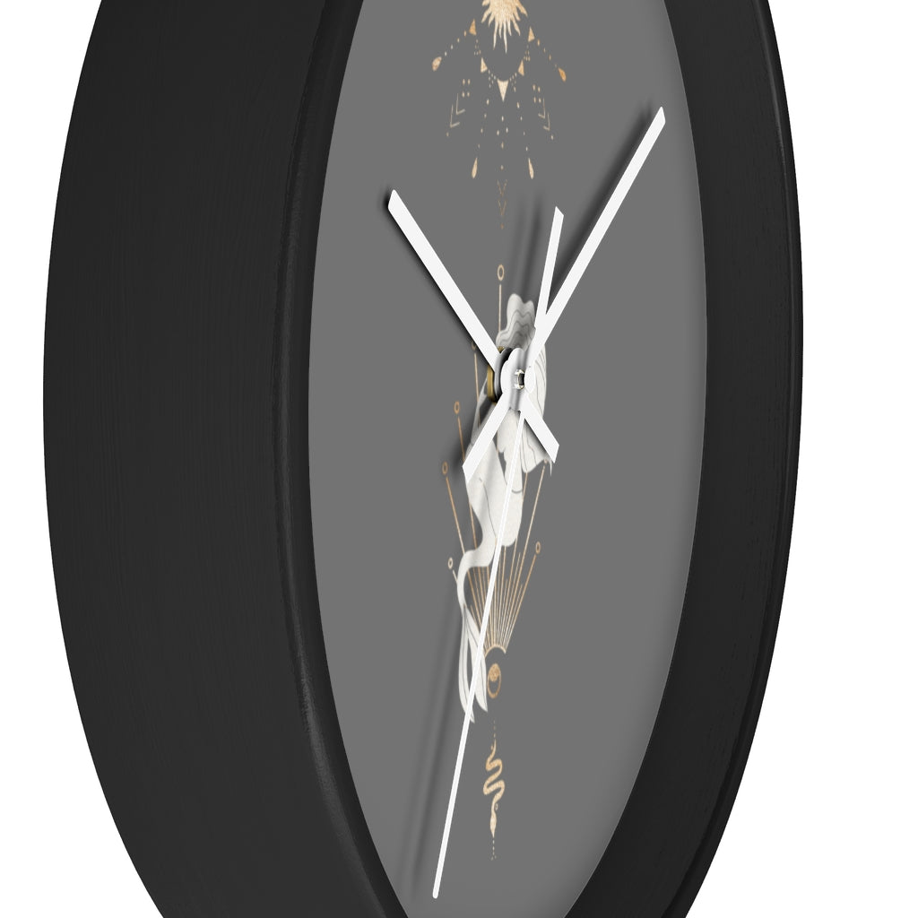 Celestial Mermaid, Gray Wood Wall Clock 10"