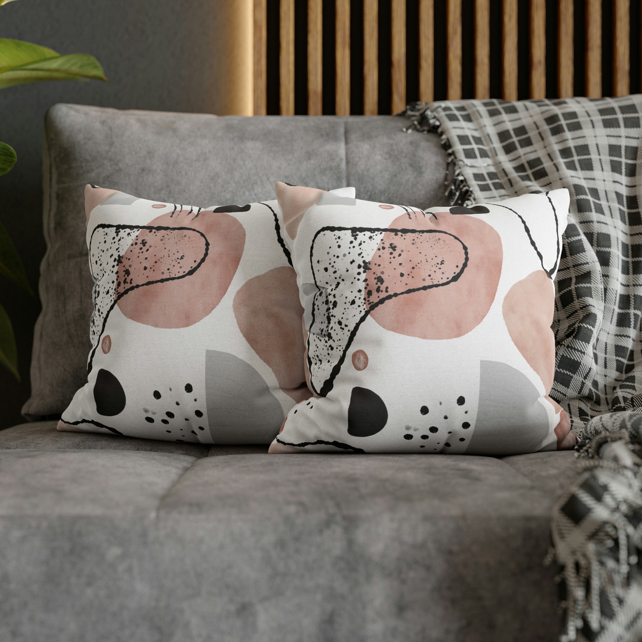 Abstract Pillow Cover | Beige, White, Gray Black
