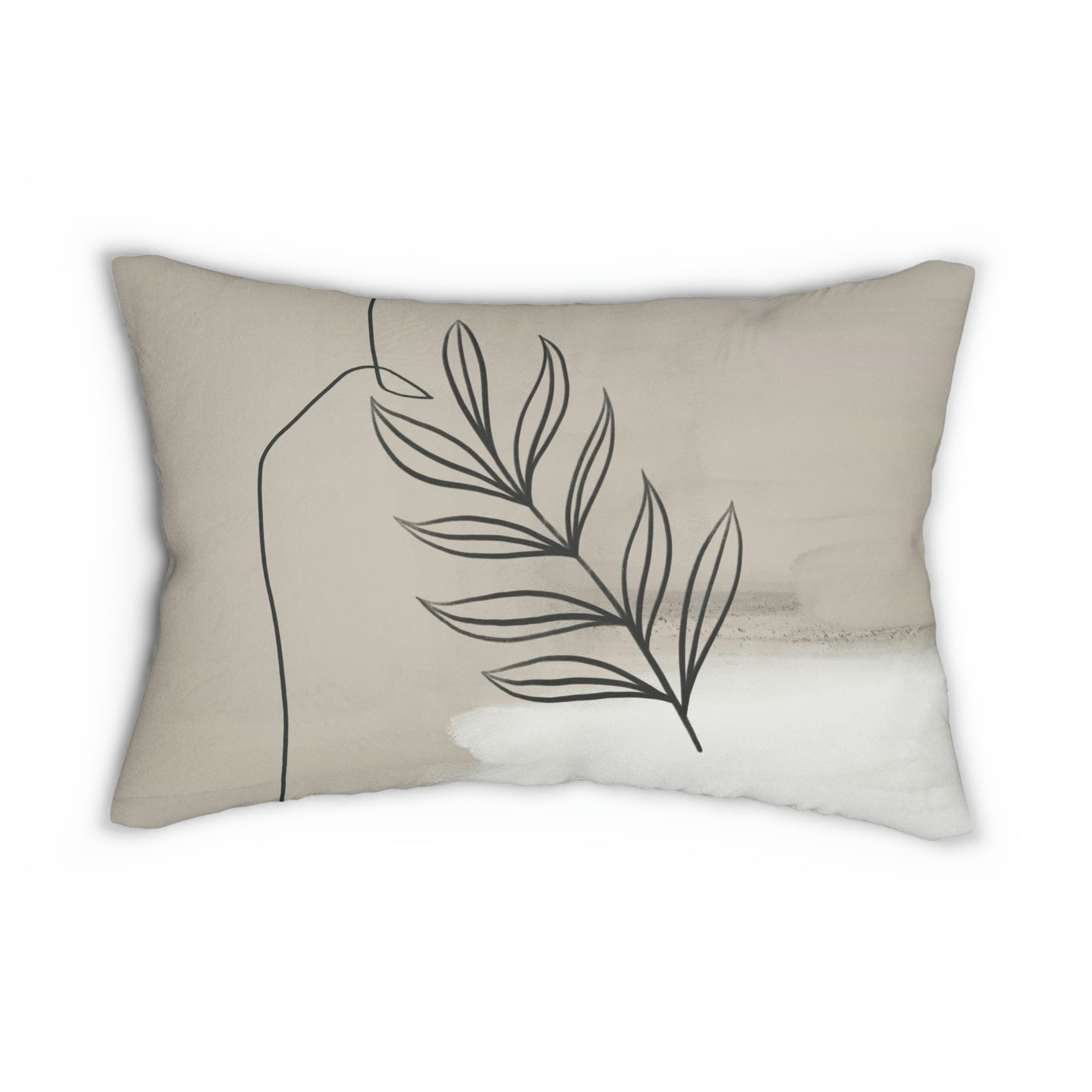 Boho Lumbar Pillow | Earthy Beige Floral