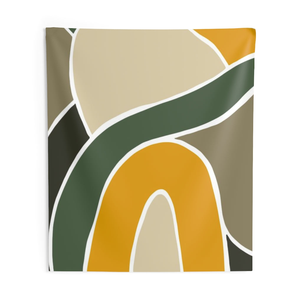 Abstract Tapestry | Khaki Green Yellow