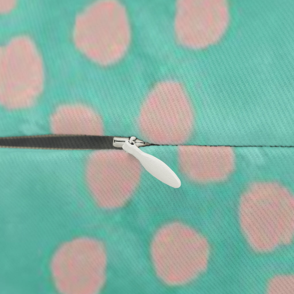 Abstract Boho Lumbar Pillow | Green Pink Dotted