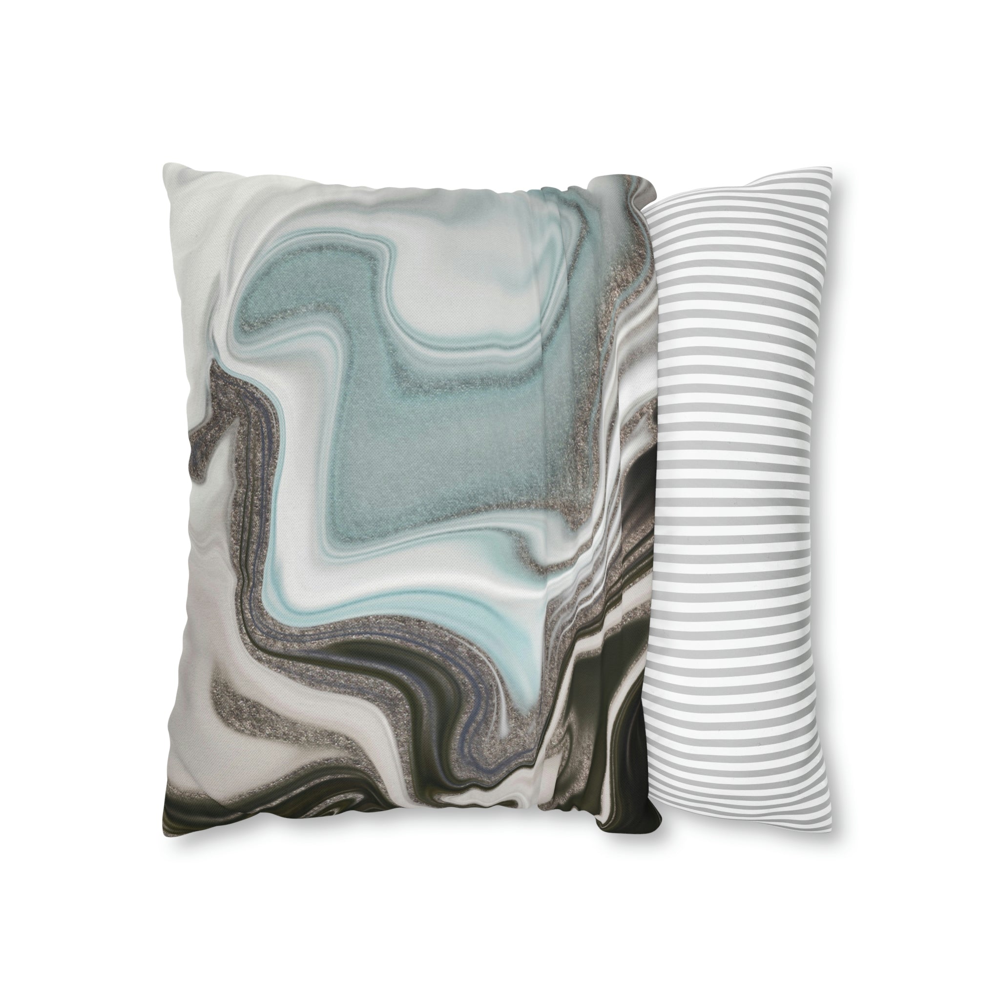 Abstract Boho Pillow Cover | Grey Mint Green | Watercolor