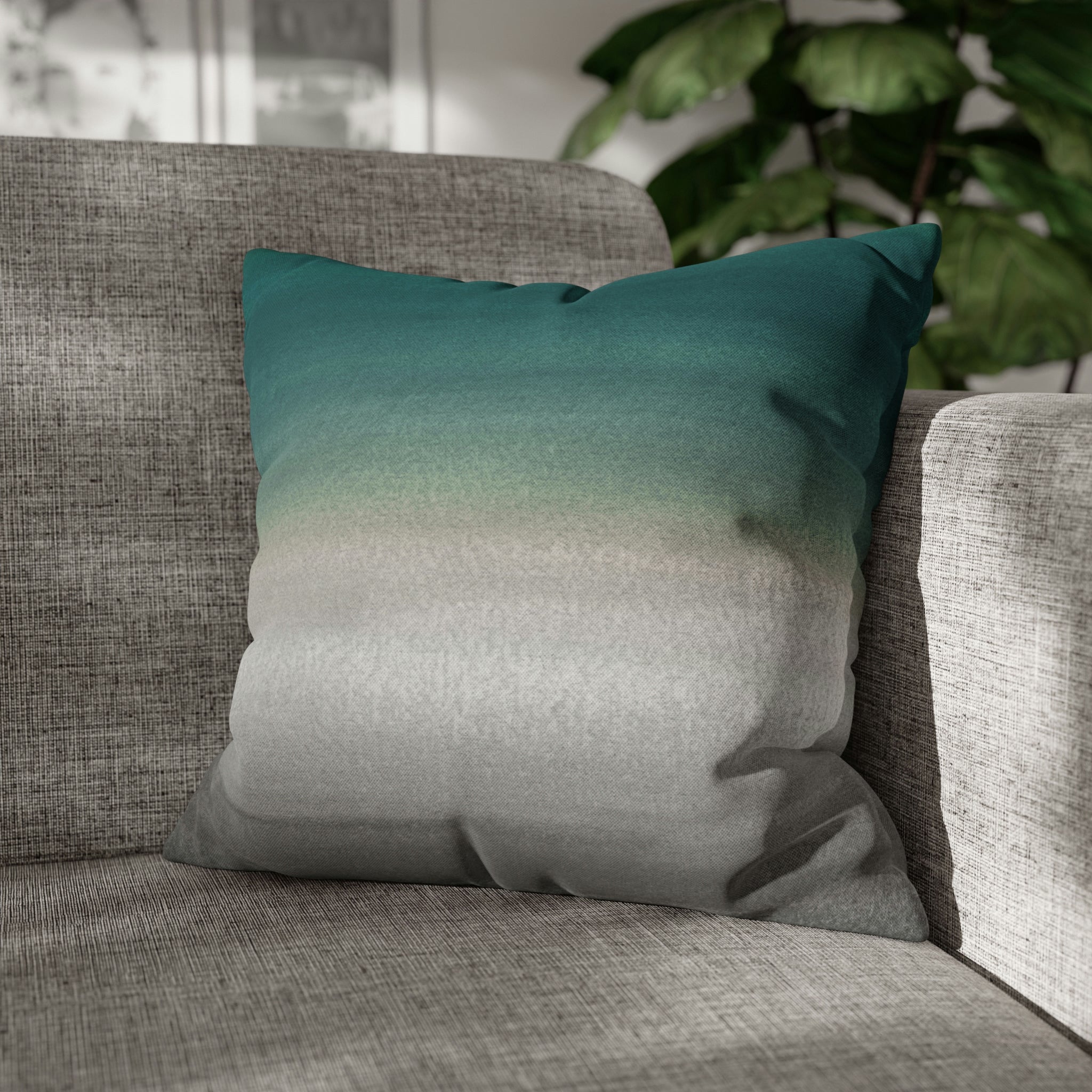 Abstract Boho Pillow Cover | Green Grey Gradient