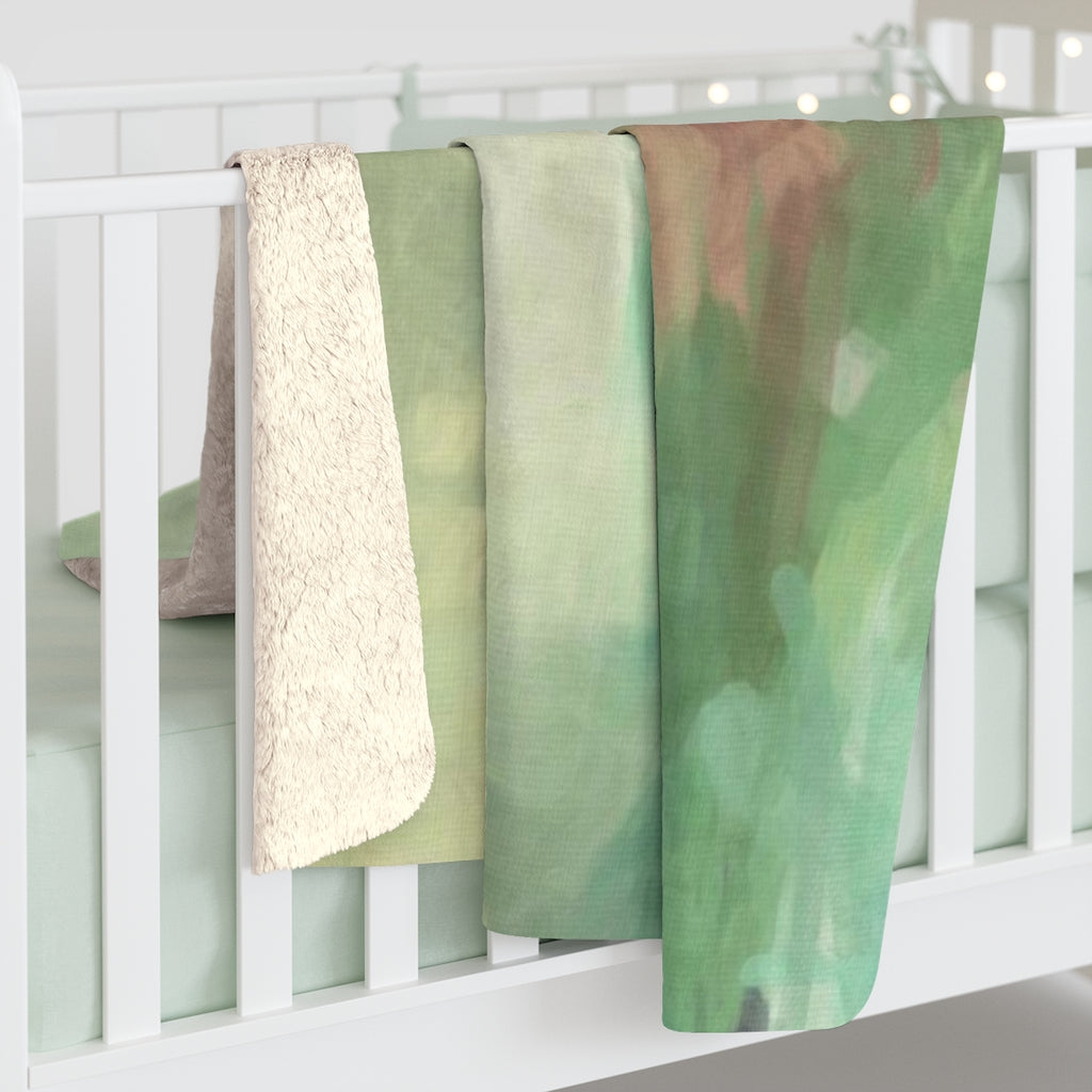Abstract Comfy Blanket | Green Pink Ombre