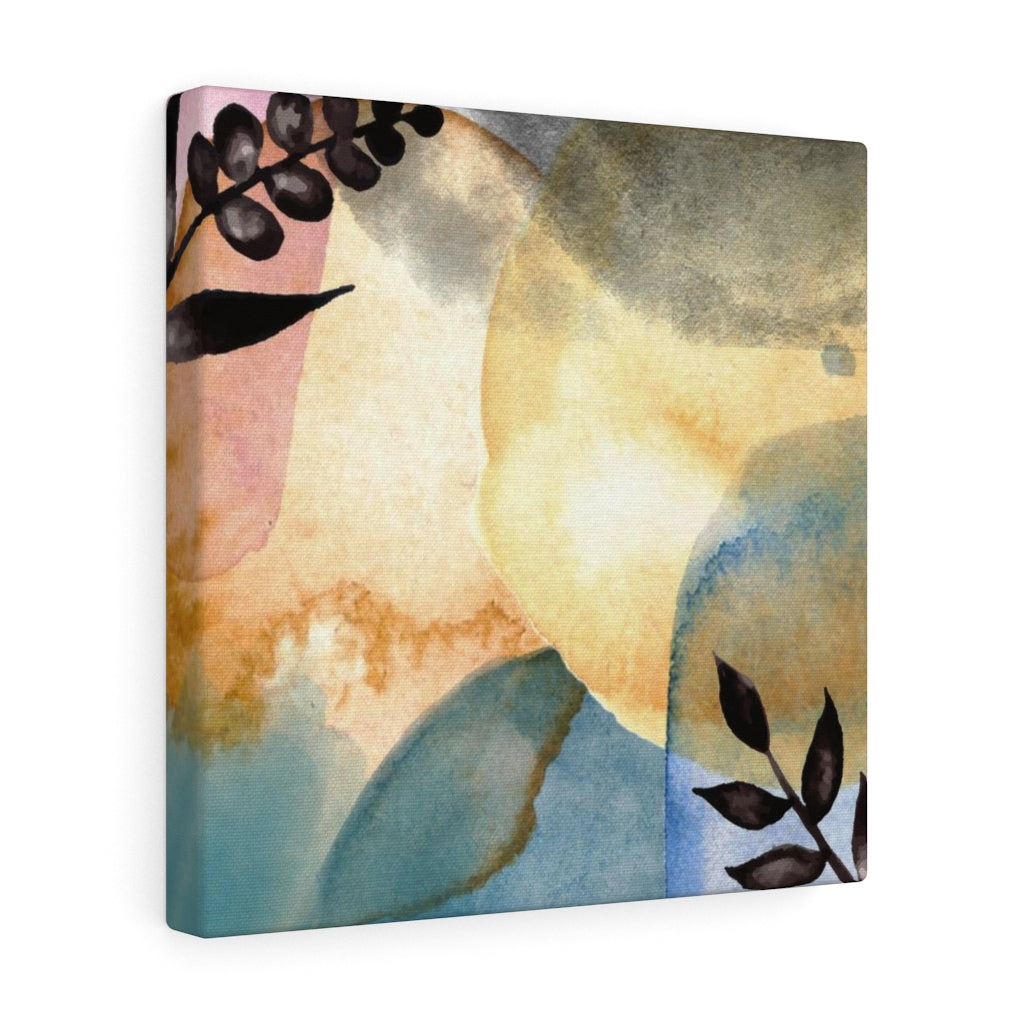 FLORAL WALL CANVAS ART | Yellow Black Blue