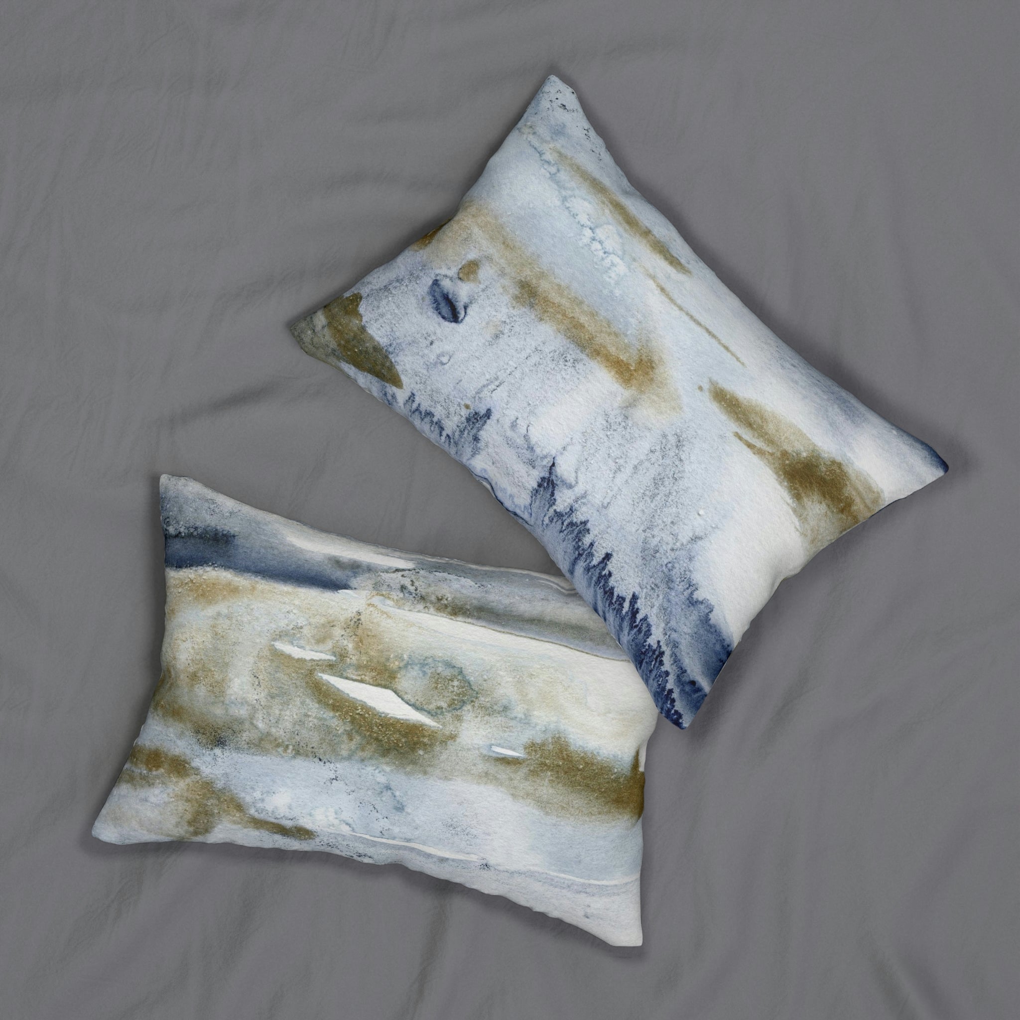 Abstract Lumbar Pillow | Earthy Blue Ombre