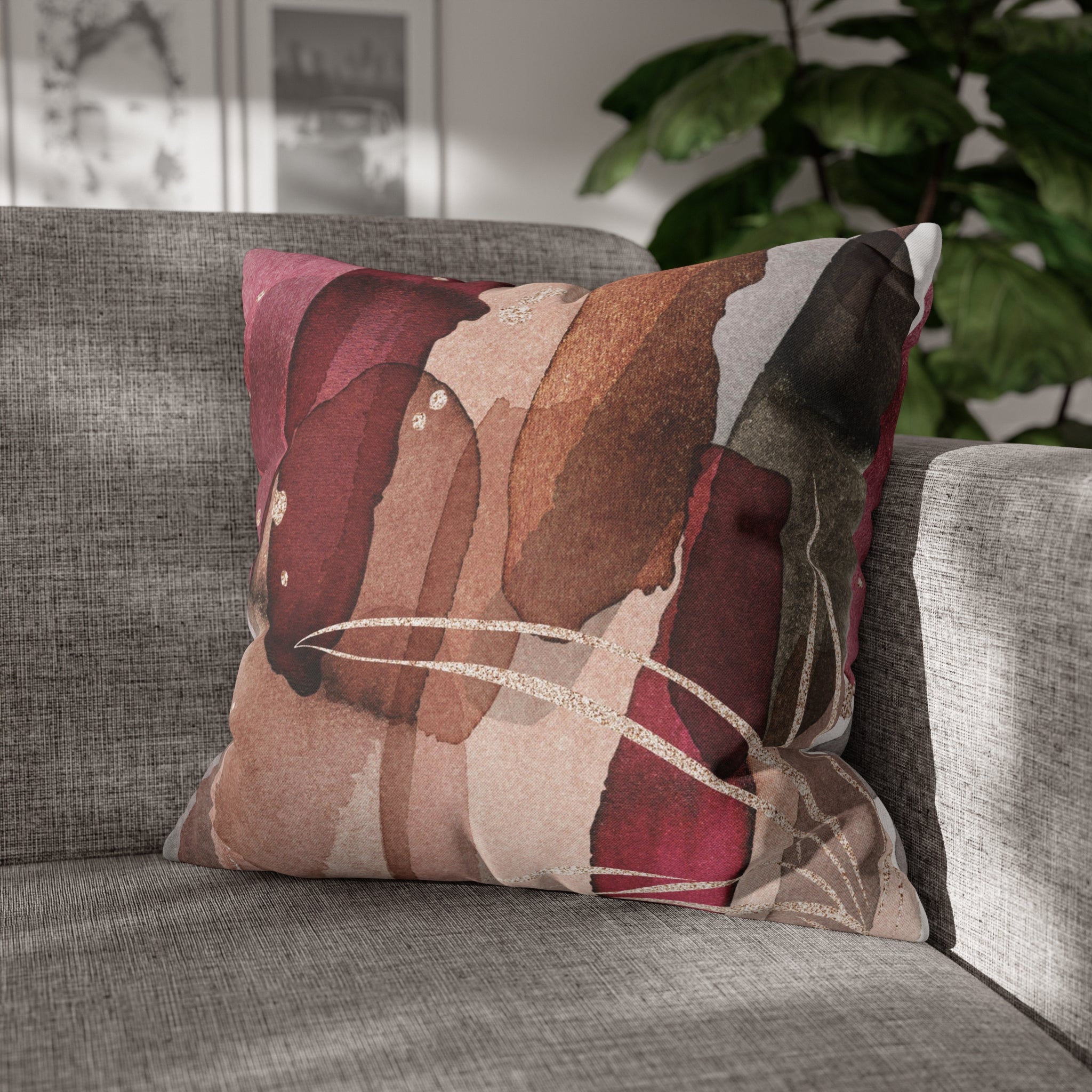 Boho Pillow Cover | Abstract Navy Blue, Blush Pink White