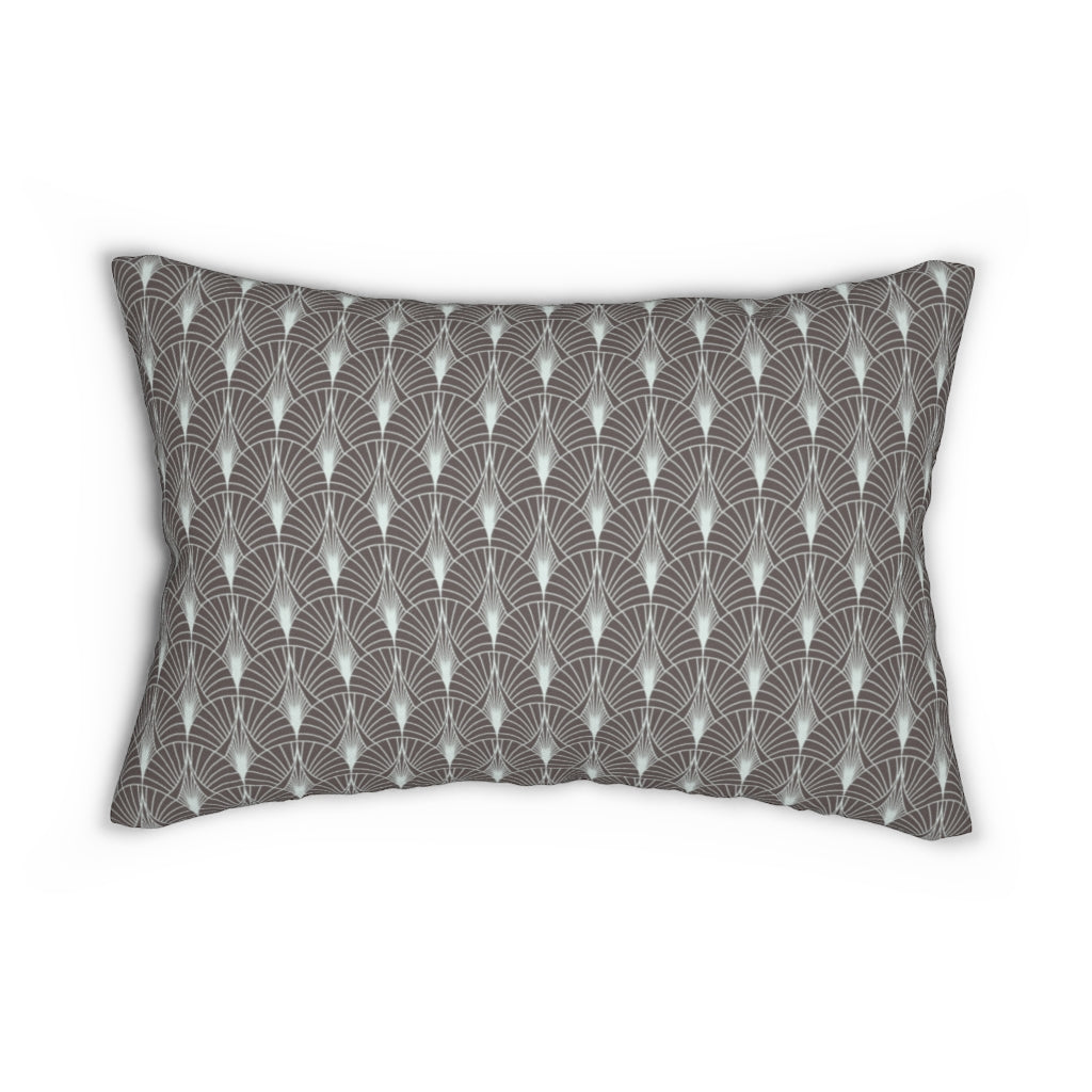 Modern Boho Lumbar Pillow | Grey | Art Deco