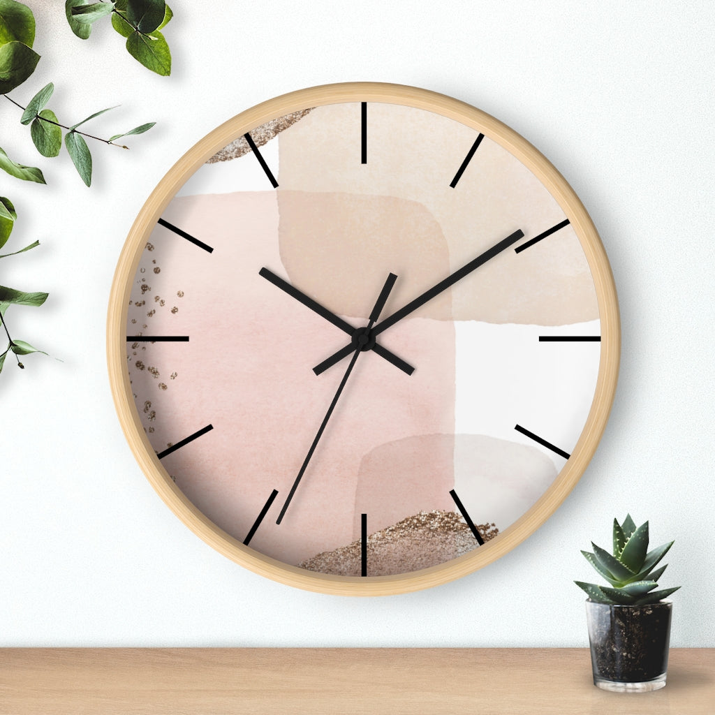 Wood, Wall Clock, Pastel, Blush Pink 10"