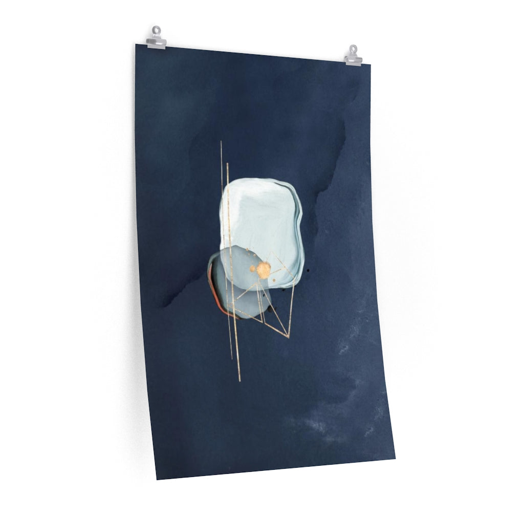 Navy Sky Blue Abstract Art | Wall Art Poster