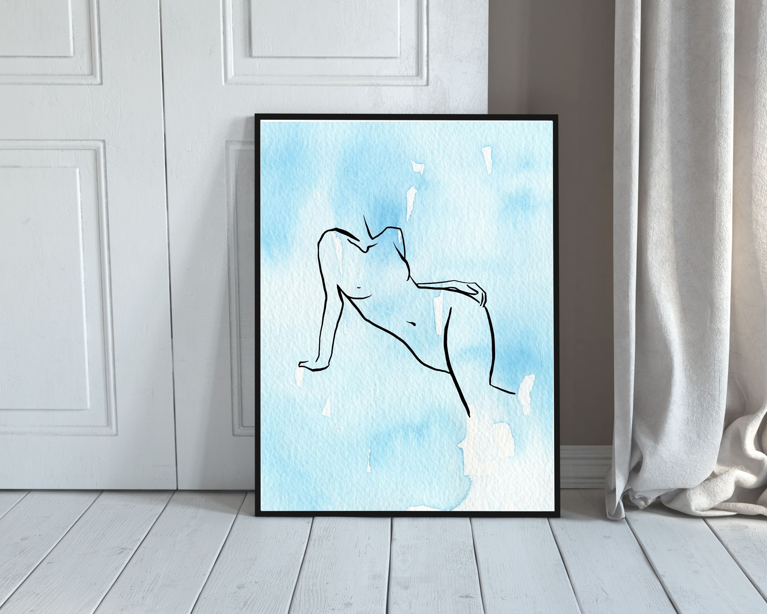 Abstract Terracotta Art Prints | White Sky Blue