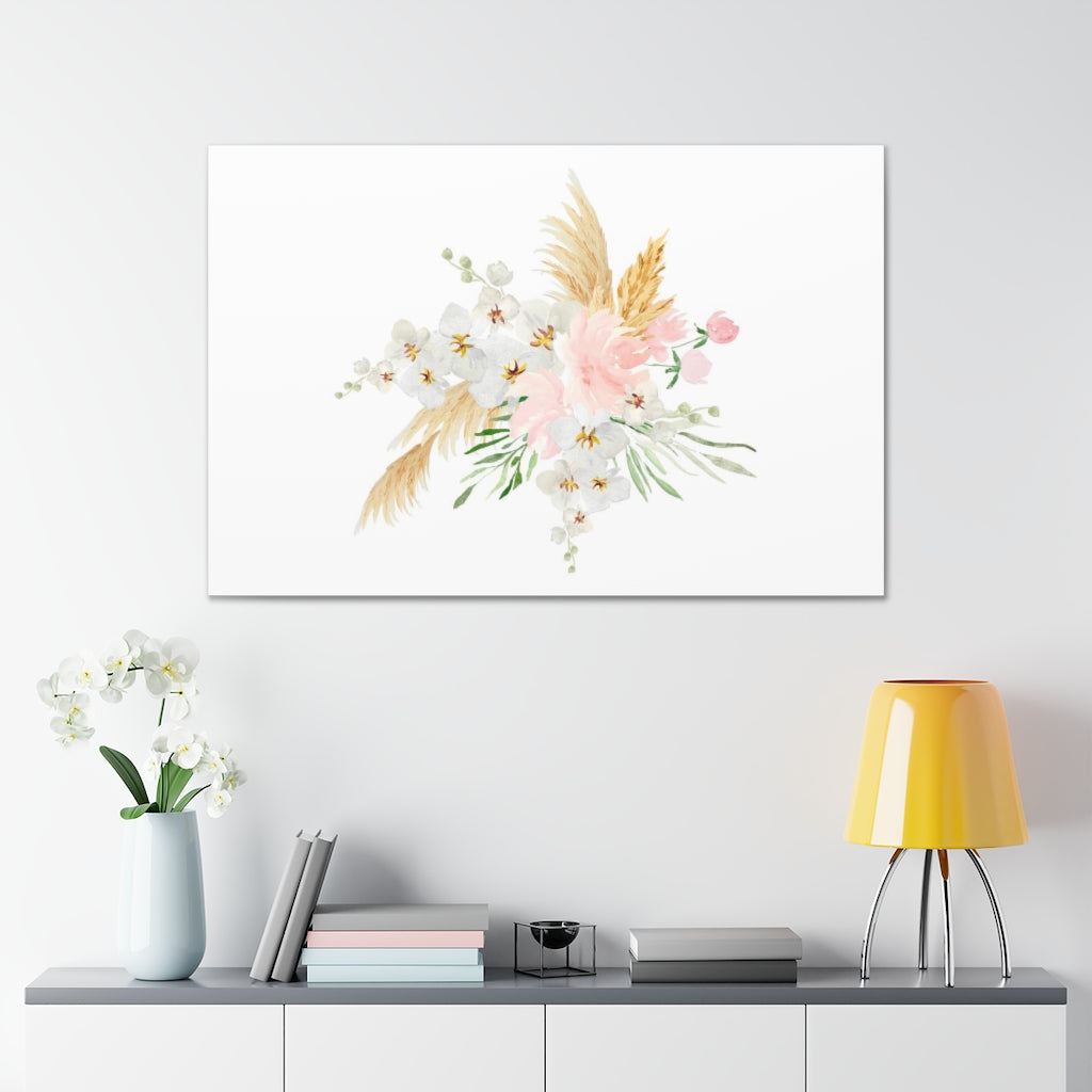 Floral Canvas Wall Art | White Tropical Floral