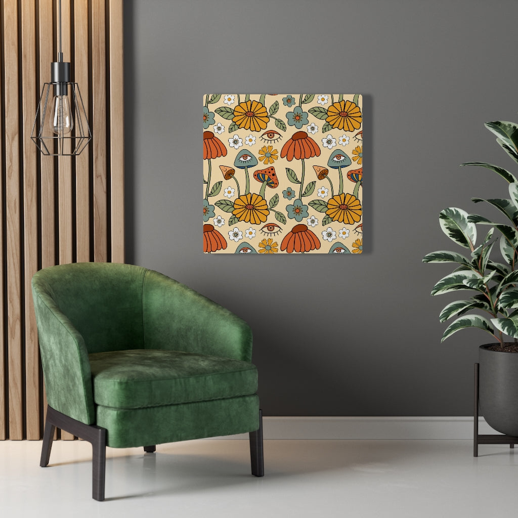 FLORAL WALL CANVAS ART | Yellow Green Red Orange